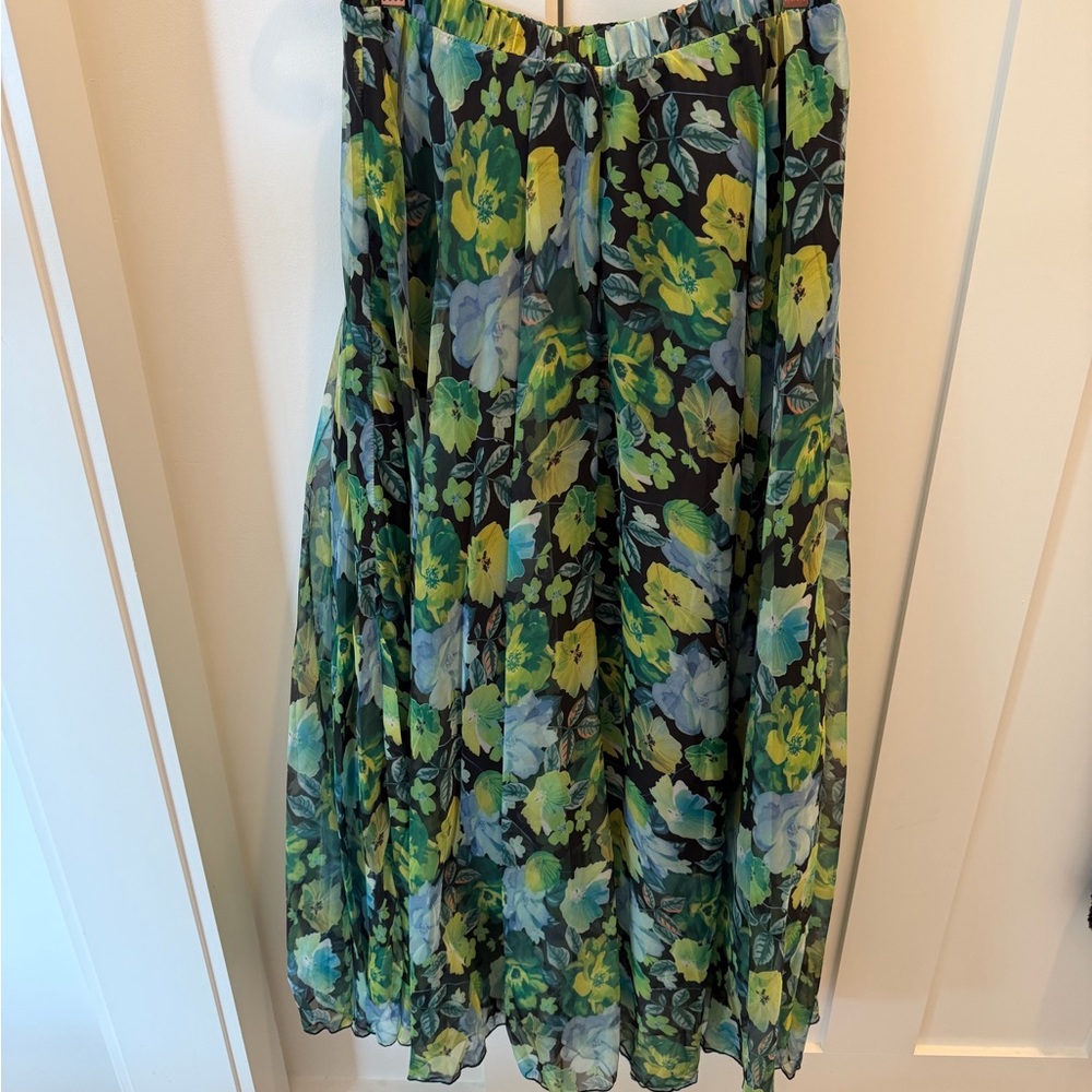 Chic Wish Floral Maxi Skirt - Green and Blue